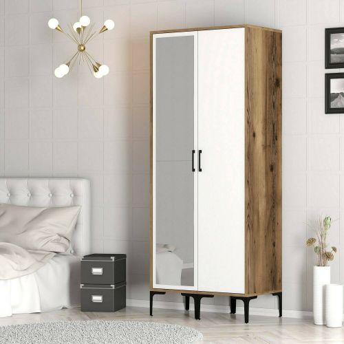 Guardaroba classico noce e bianco 80x200h cm - Anfo