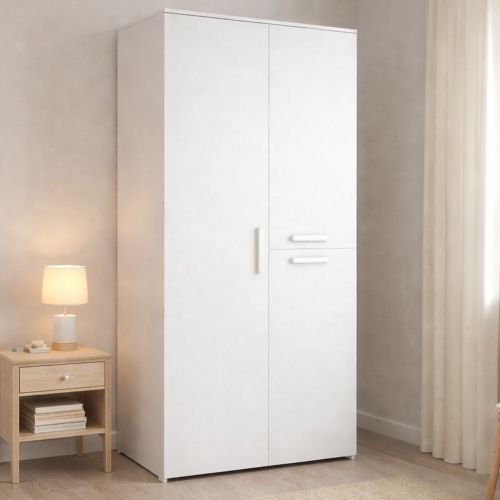 Guardaroba con appendiabiti bianco 90x202h cm - Kompasu