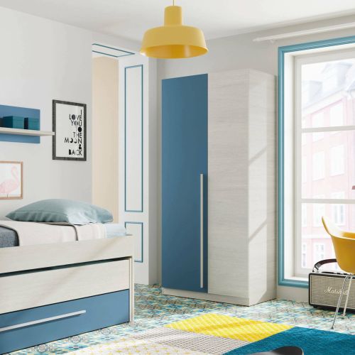 Guardaroba con appendiabiti bianco e blu 90x200h cm - Alpine