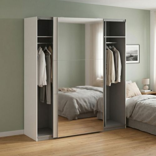 Guardaroba con appendiabiti bianco e grigio 195x220h cm - Andretta
