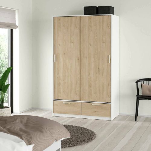Guardaroba con appendiabiti bianco e rovere 121x200h cm - Kammuri