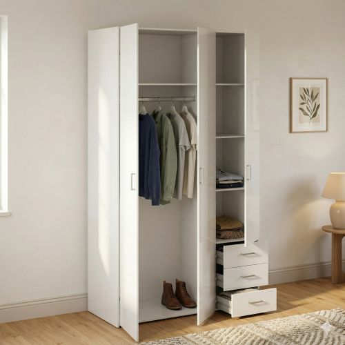 Guardaroba con appendiabiti bianco lucido 115x200h cm - Aquilone