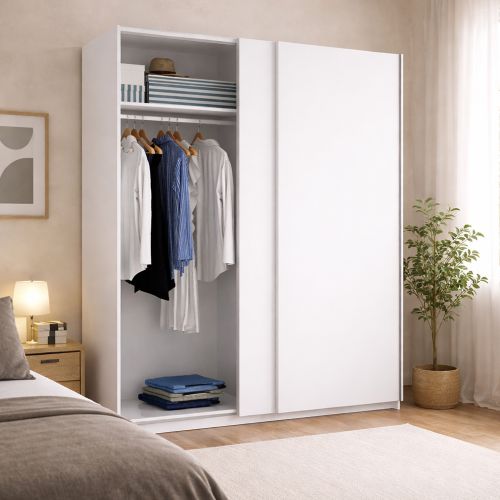 Guardaroba con appendiabiti bianco lucido 150x204h cm - Anda