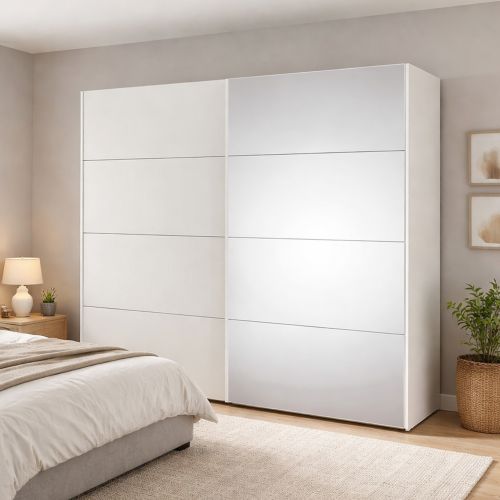 Guardaroba con appendiabiti bianco lucido 242x220h cm - Tobie