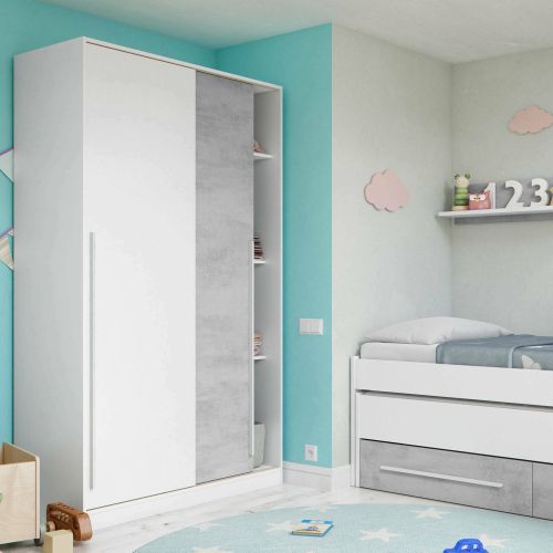 Guardaroba con appendiabiti cemento e bianco 120x200h cm - Aristode