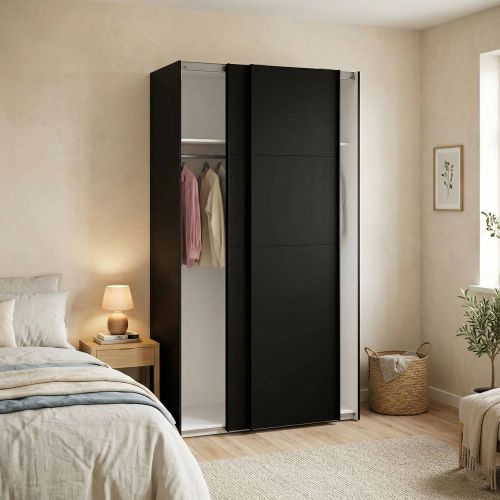 Guardaroba con appendiabiti nero 122x220h cm - Adria