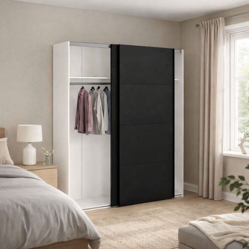 Guardaroba con appendiabiti nero e bianco 182x220h cm - Portlouis