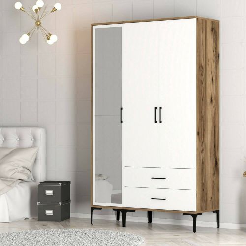 Guardaroba con appendiabiti noce e bianco 120x200h cm - Petroleuse