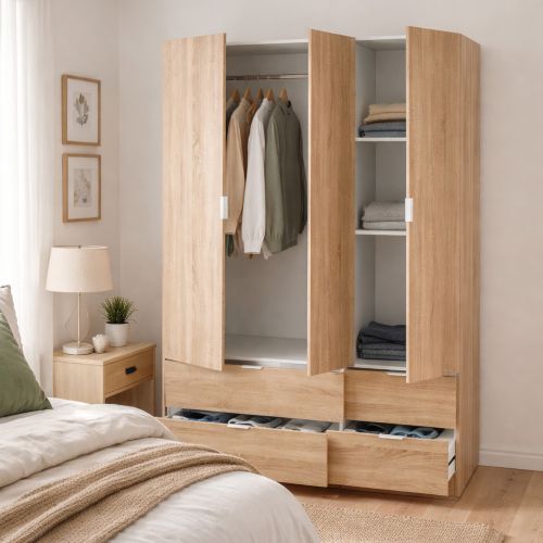 Guardaroba con appendiabiti rovere 135x200h cm - Ababala