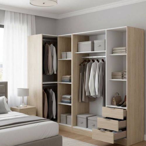 Guardaroba con appendiabiti rovere 213x184h cm - Atena