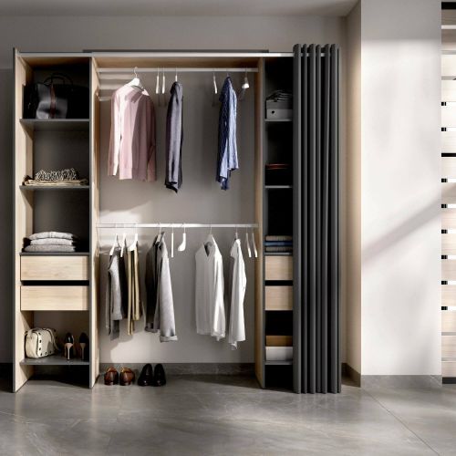 Guardaroba con appendiabiti rovere e antracite 180x205h cm - Era