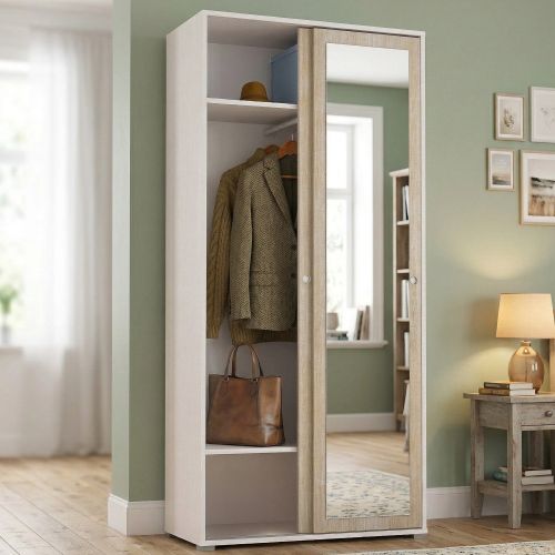 Guardaroba con appendiabiti rovere e bianco 90x195h cm - Abduhl