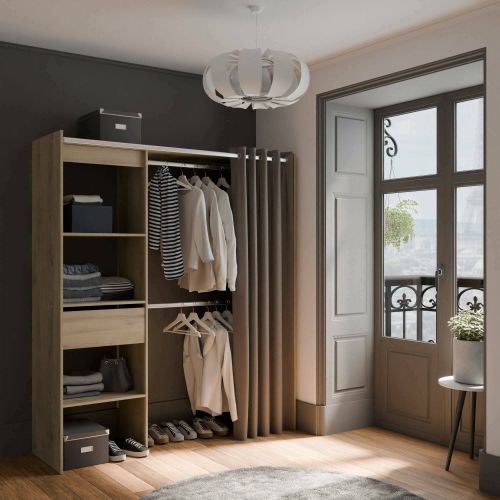 Guardaroba con appendiabiti rovere e bianco opaco 167x191h cm - Serpentina