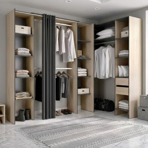 Guardaroba con ripiani regolabili antracite e rovere 234x205h cm - Dindo