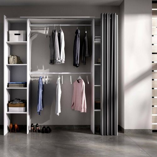 Guardaroba con ripiani regolabili bianco e grigio 180x205h cm - Acron