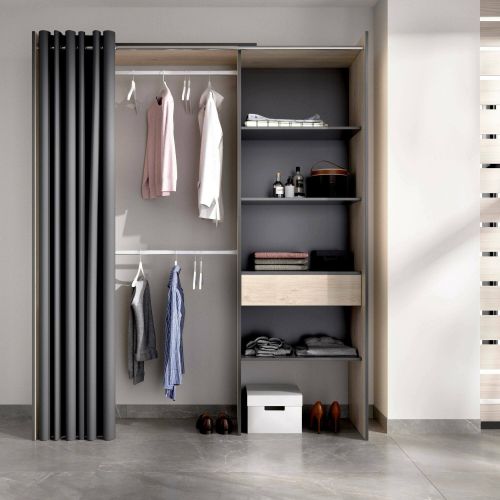 Guardaroba con ripiani regolabili rovere e antracite 160x205h cm - Arim