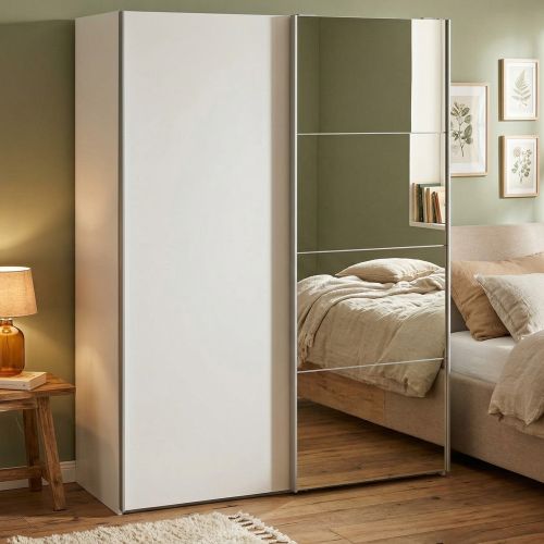 Guardaroba con specchio bianco lucido 150x200h cm - Seraphine