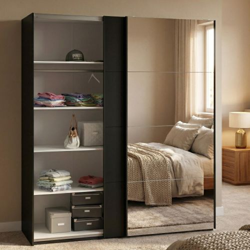 Guardaroba con specchio nero 182x220h cm - Taxus