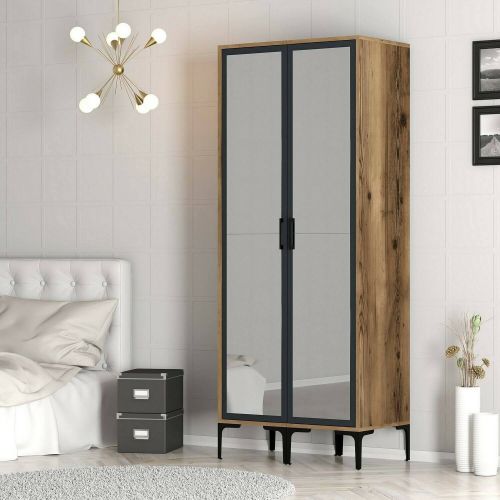 Guardaroba design noce e antracite 80x200h cm - Bagnone