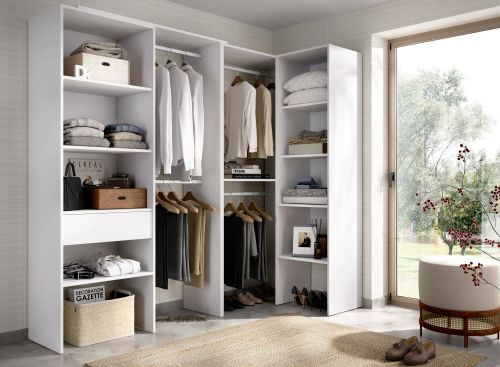Guardaroba grande Arera, Mobile camera da letto, Cabina armadio portabiti, Armadio appendiabiti, 248x79 h187 cm, Bianco