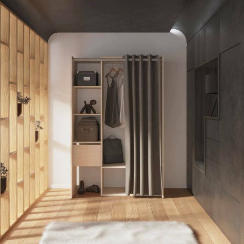 Guardaroba grande Arnon, Mobile camera da letto, Cabina armadio portabiti, Armadio appendiabiti, 119x50 h183 cm, Rovere