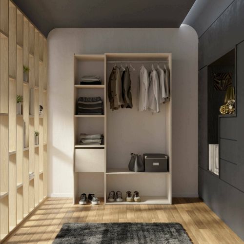 Guardaroba grande Aulne, Mobile camera da letto, Cabina armadio portabiti, Armadio appendiabiti, 119x40 h183 cm, Rovere