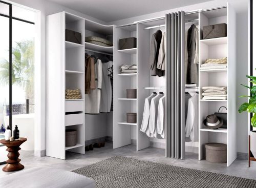 Guardaroba grande Bestone, Mobile camera da letto, Cabina armadio portabiti, Armadio appendiabiti, 234x141 h205 cm, Bianco