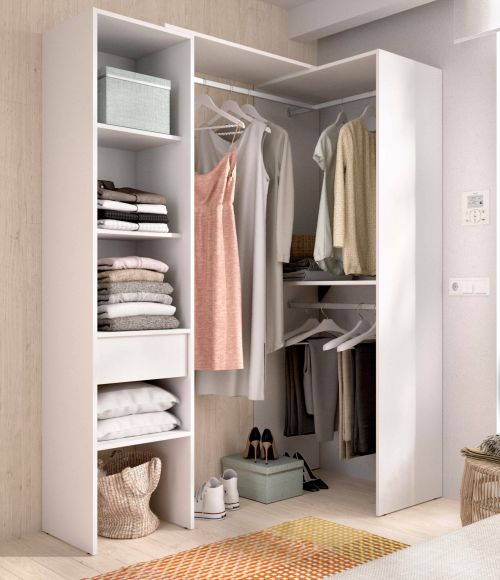 Guardaroba grande Biaina, Mobile camera da letto, Cabina armadio portabiti, Armadio appendiabiti, 98x42 h187 cm, Bianco