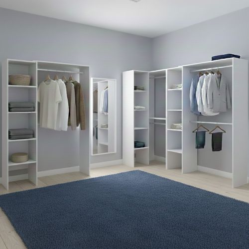 Guardaroba Grande Bianco 13 Ripiani Appendiabiti 369x187h cm, Modulabile - Comano
