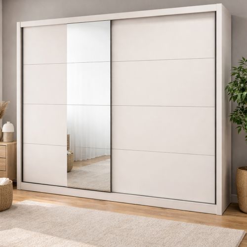 Guardaroba Grande Bianco Beige Nero Appendiabiti 8 Ripiani 251x215.5h cm, 12 Vani - Pedavena