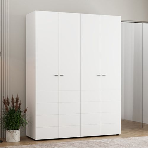 Guardaroba Grande Bianco Opaco Nero Appendiabiti 2 Ripiani 155x208h cm, 4 Vani - Soris