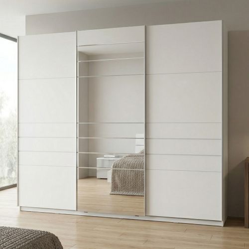 Guardaroba Grande Bianco Opaco Trasparente Appendiabiti 6 Ripiani 262.5x224h cm, Apertura Scorrevole - Carasco