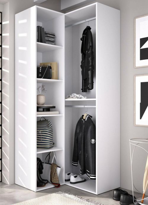 Guardaroba grande Brandberg, Mobile camera da letto, Cabina armadio portabiti, Armadio appendiabiti, 85x85 h205 cm, Bianco e Rovere