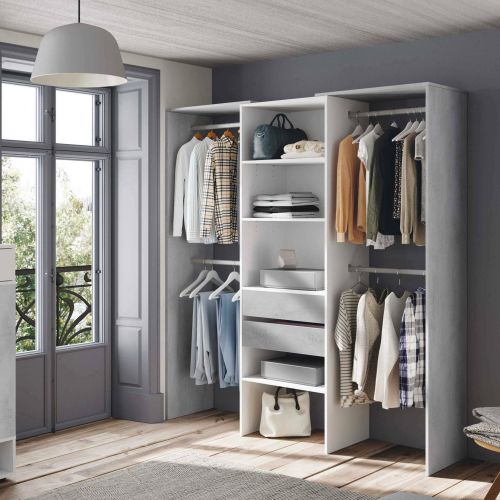 Guardaroba grande classico bianco e cemento 179x202h cm - Amico