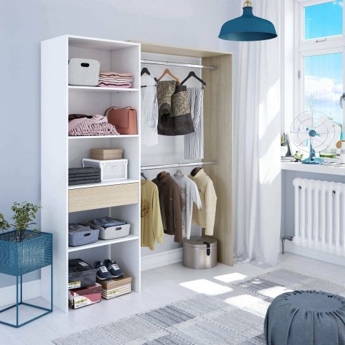 Guardaroba grande classico bianco e rovere 158x187h cm - Amico