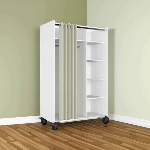 Guardaroba grande Claudine, Mobile camera da letto, Cabina armadio portabiti, Armadio appendiabiti, 100x48 h160 cm, Bianco