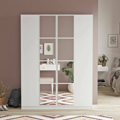 Guardaroba grande con appendiabiti bianco 138x183h cm - Phet