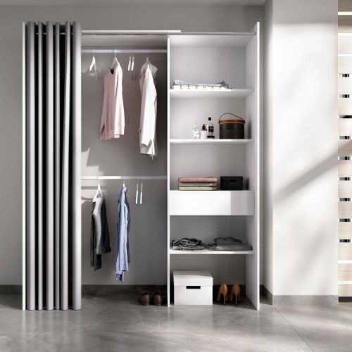 Guardaroba grande con appendiabiti bianco e grigio 160x205h cm - Arim
