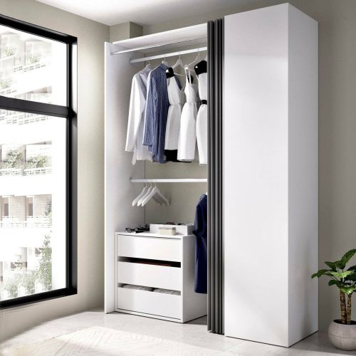 Guardaroba grande con cassetti bianco e antracite 140x205h cm - Annuck