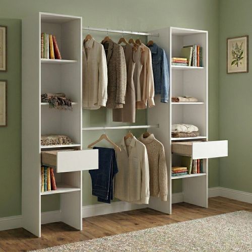 Guardaroba grande con ripiani regolabili bianco 160x185h cm - Siony
