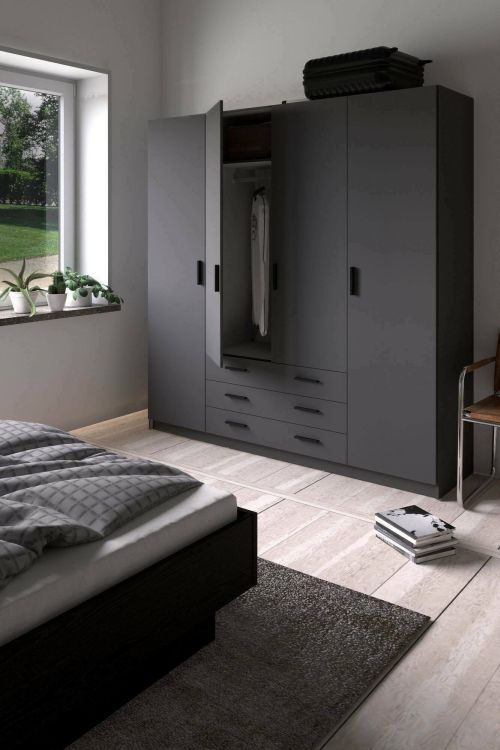 Guardaroba grande Frances, Mobile camera da letto, Cabina armadio portabiti, Armadio appendiabiti, 50x196 h200 cm, Grigio