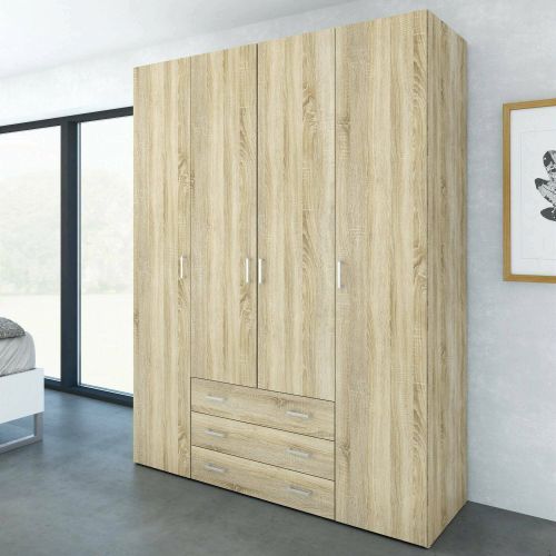Guardaroba grande Francine, Mobile camera da letto, Cabina armadio portabiti, Armadio appendiabiti, 154x50 h200 cm, Quercia