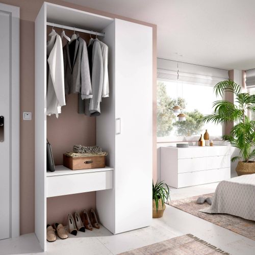 Guardaroba grande in legno bianco 98x187h cm - Actor
