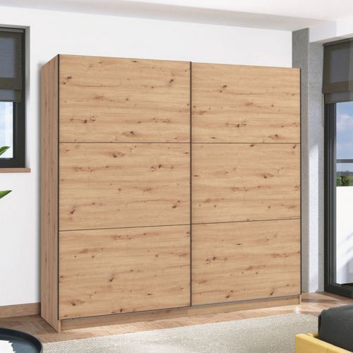 Guardaroba Grande Marrone Rovere Nodi 8 Ripiani Appendiabiti 217x210h cm, 2 Ante - Piateda
