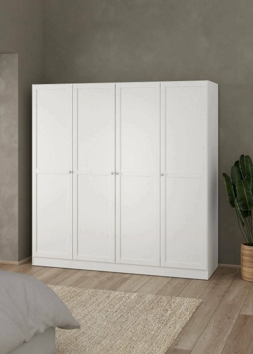 Guardaroba grande Monique, Mobile camera da letto, Cabina armadio portabiti, Armadio appendiabiti, 62x196 h200 cm, Bianco