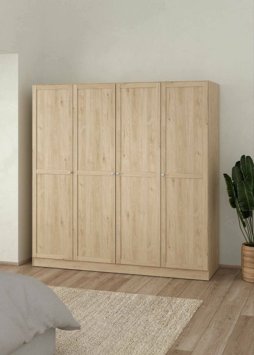 Guardaroba grande Monique, Mobile camera da letto, Cabina armadio portabiti, Armadio appendiabiti, 62x196 h200 cm, Rovere
