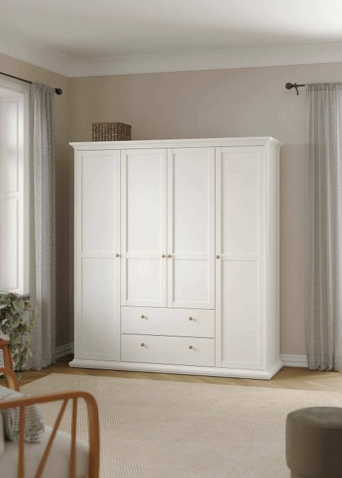 Guardaroba grande Pauline, Mobile camera da letto, Cabina armadio portabiti, Armadio appendiabiti, 181x61 h201 cm, Bianco