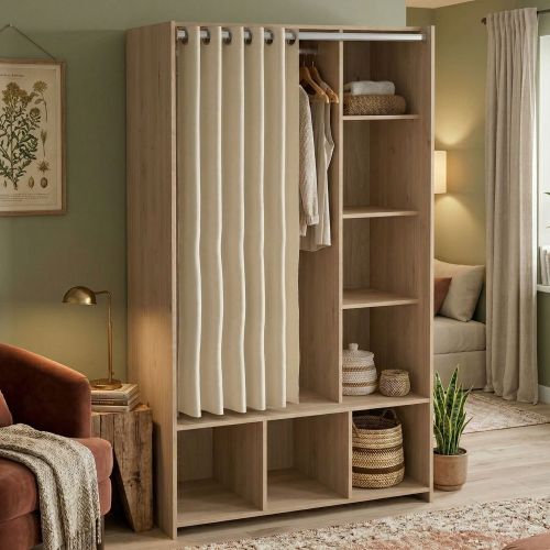 Guardaroba grande salvaspazio rovere e beige 105x180h cm - Jal