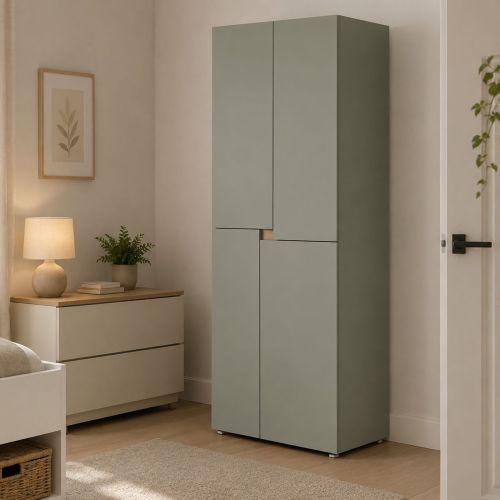 Guardaroba Grande Verde 5 Ripiani Appendiabiti 42x184h cm, Apertura Battente - Lidasime
