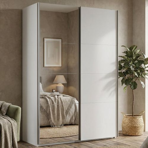 Guardaroba in legno bianco 150x218h cm - Alfano